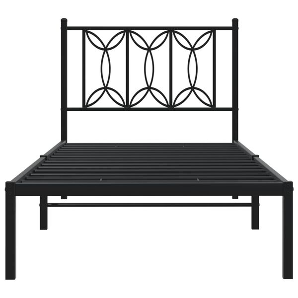vidaXL Cadre de lit métal sans matelas avec tête de lit noir 80x200 cm