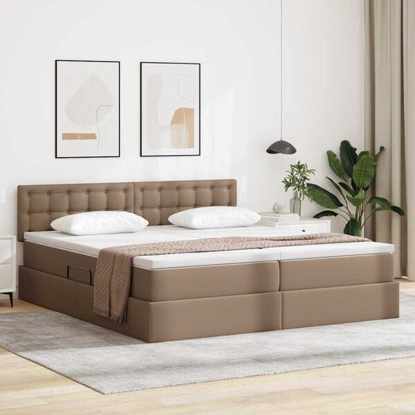 vidaXL Lit avec rangement et LED avec matelas Cappuccino 180 x 200 cm