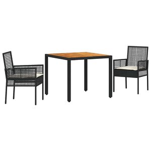 vidaXL Ensemble de salle &agrave; manger pour jardin 3 pc Noir polyrotin