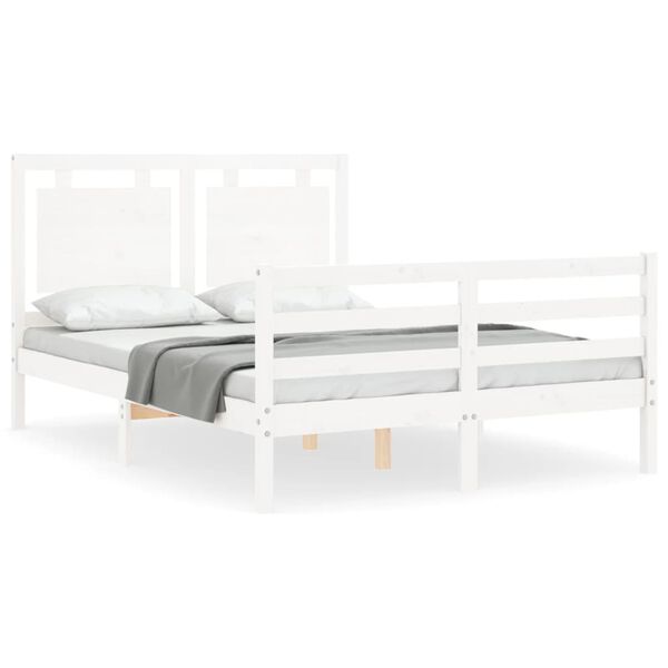 vidaXL Cadre de lit sans matelas blanc 140x200 cm bois massif