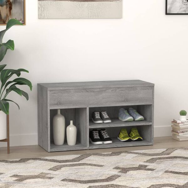 vidaXL Banc &agrave; chaussures Sonoma gris 80x30x45 cm Bois d'ing&eacute;nierie