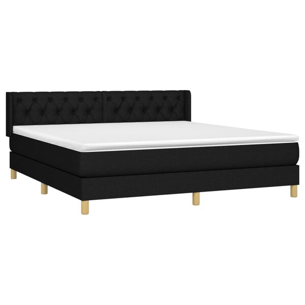 vidaXL Sommier &agrave; lattes de lit avec matelas Noir 160x200 cm Tissu
