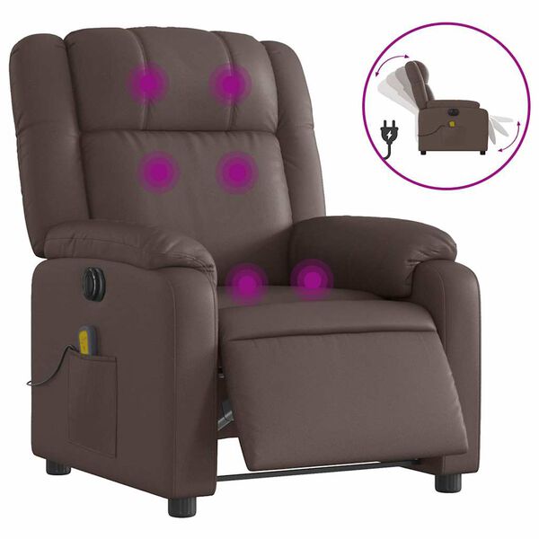 vidaXL Fauteuil de massage inclinable électrique marron similicuir