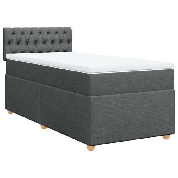 vidaXL Sommier à lattes de lit avec matelas Gris foncé 100x200cm Tissu