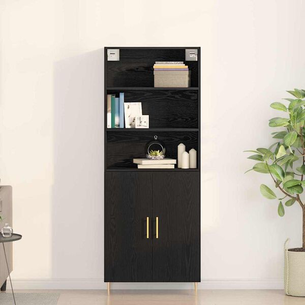 vidaXL Haut Armoire Ch&ecirc;ne noir 69,5 x 34 x 180 cm Bois d'ing&eacute;nierie
