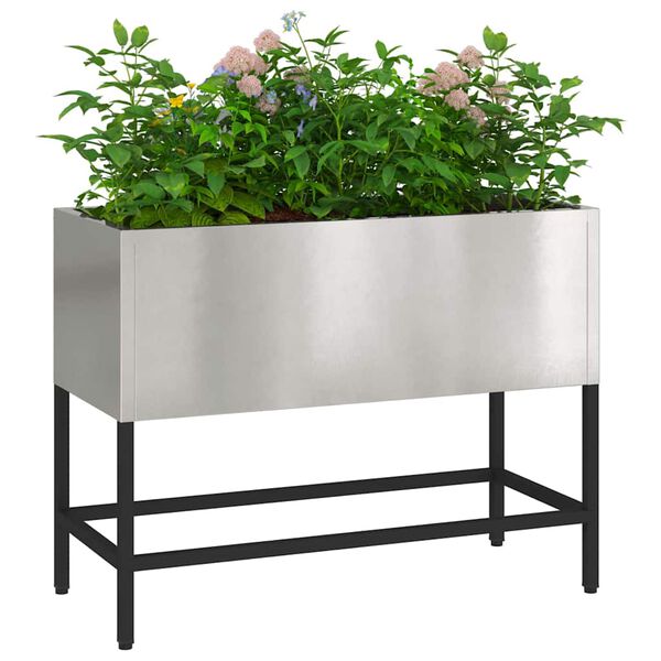 vidaXL Bac de jardin sur&eacute;lev&eacute; Argent 60 x 26 x 45 cm Acier inoxydable