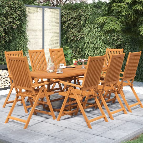vidaXL Ensemble &agrave; manger de jardin 9 pcs Bois d'acacia massif 160-240 cm