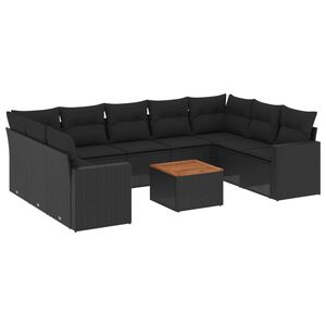 vidaXL Salon de jardin 10 pcs avec coussins noir r&eacute;sine tress&eacute;e