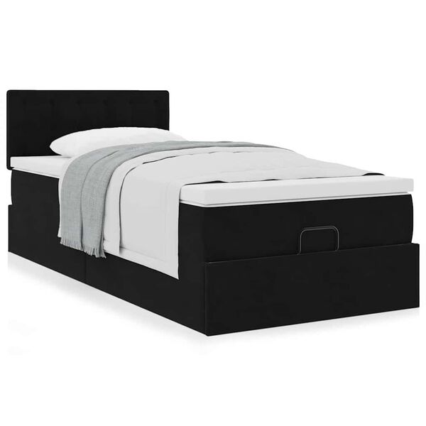 vidaXL Cadre de lit ottoman avec matelas noir 90x190 cm velours