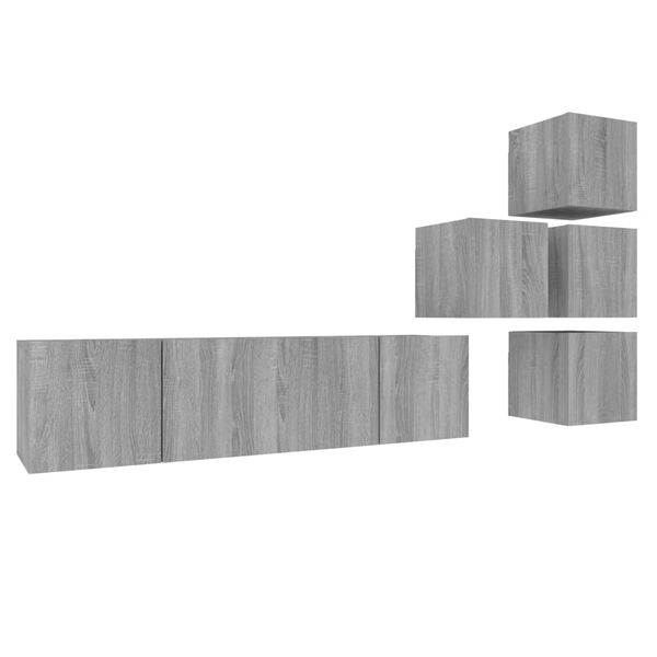 vidaXL Ensemble de meubles TV 6 pcs Sonoma gris Bois d'ingénierie