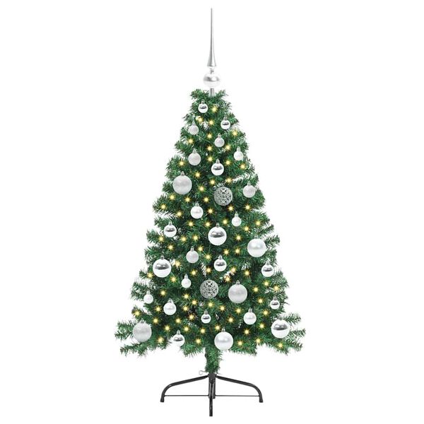 vidaXL Sapin de No&euml;l artificiel pr&eacute;-&eacute;clair&eacute; Vert 120 cm PVC