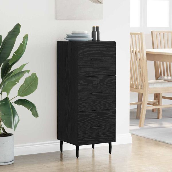 vidaXL Buffet Ch&ecirc;ne noir 34 x 34,5 x 90 cm Bois d'ing&eacute;nierie