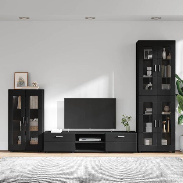 vidaXL Ensemble meuble TV avec tiroir FLORIN Noir Bois d'ing&eacute;nierie