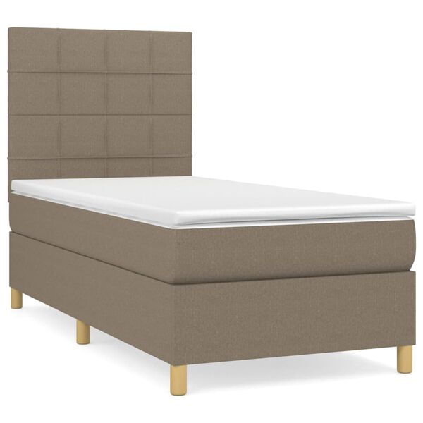 vidaXL Sommier &agrave; lattes de lit avec matelas Taupe 80x200 cm Tissu