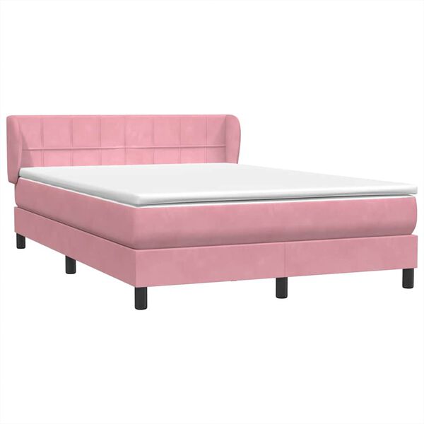 vidaXL Sommier &agrave; lattes de lit avec matelas rose 140x220 cm velours