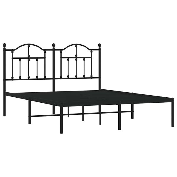 vidaXL Cadre de lit m&eacute;tal sans matelas avec t&ecirc;te de lit noir 140x200cm