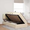 vidaXL Lit avec rangement et LED avec matelas Cr&egrave;me 100 x 200 cm tissu