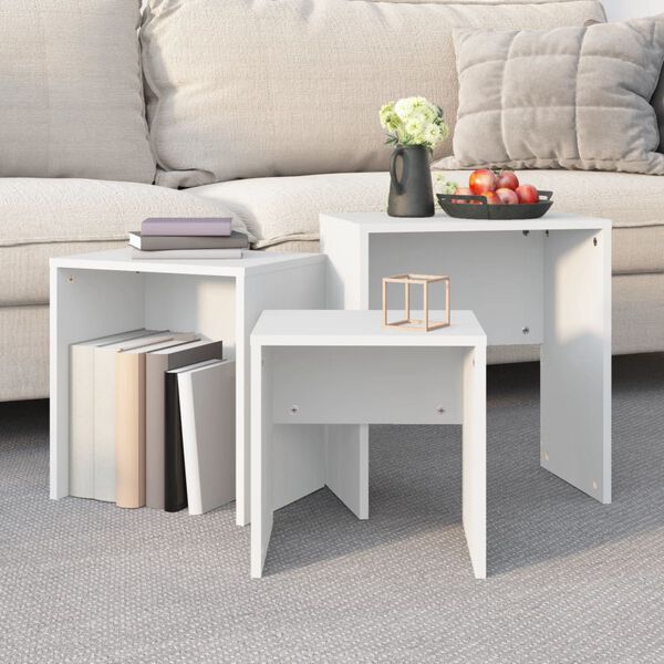 vidaXL Tables basses gigognes 3 pcs blanc bois d'ingénierie