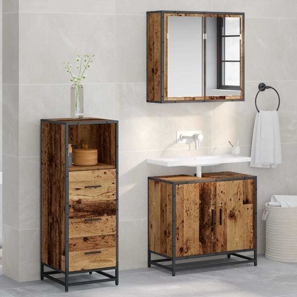 vidaXL Ensemble de mobilier de salle de bain avec tiroir Bois Ancien