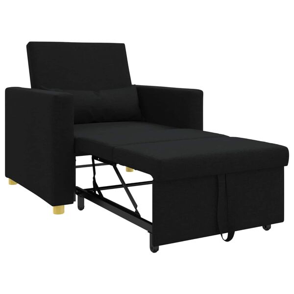 vidaXL Canap&eacute;-lit escamotable simple Noir 90 x 165 x 87 cm tissu