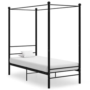 vidaXL Cadre de lit &agrave; baldaquin sans matelas noir m&eacute;tal 90x200 cm