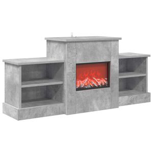 vidaXL Chemin&eacute;e &eacute;lectrique B&eacute;ton 110 x 30 x 50 cm Bois d'ing&eacute;nierie