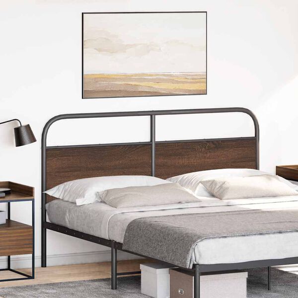 vidaXL T&ecirc;te de lit de remplacement ch&ecirc;ne marron 150 cm acier et bois d'ing&eacute;nierie