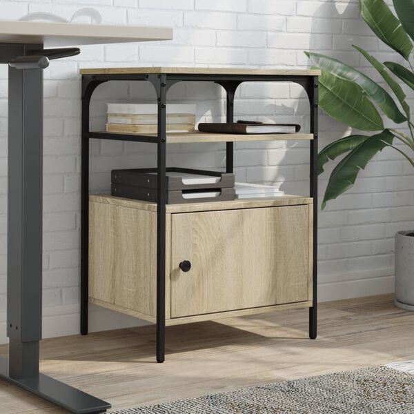 vidaXL Support d'imprimante &agrave; 3 niveaux ch&ecirc;ne sonoma 50x40x76 cm