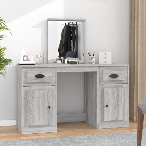 vidaXL Coiffeuse avec miroir sonoma gris 130x50x132,5 cm