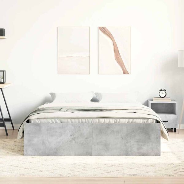 vidaXL Cadre de lit sans matelas gris b&eacute;ton 120x190 cm