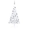 vidaXL Demi-arbre de No&euml;l artificiel pr&eacute;-&eacute;clair&eacute; et boules blanc 120cm