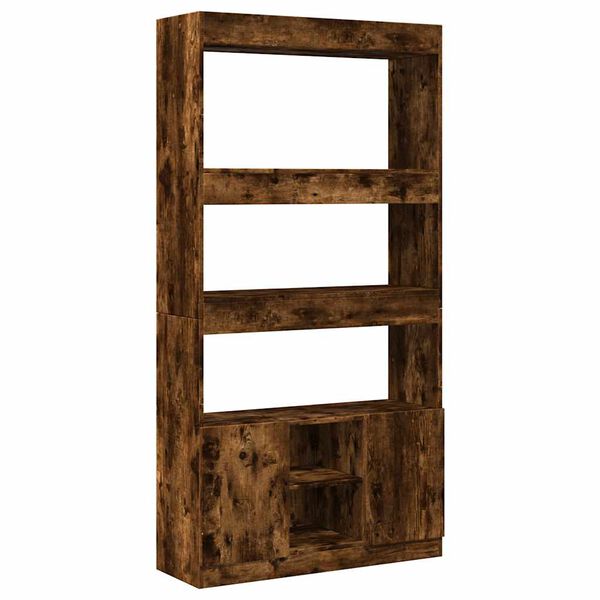 vidaXL Buffet haut chêne fumé 92x33x180 cm bois d'ingénierie