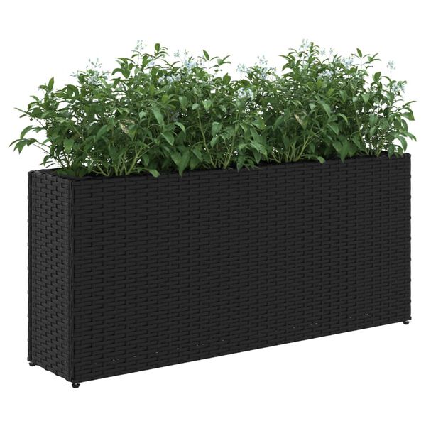 vidaXL Jardini&egrave;re avec 2 pots noir 90x20x40 cm r&eacute;sine tress&eacute;e