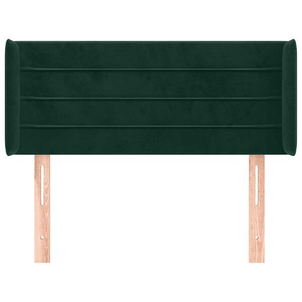 vidaXL T&ecirc;te de lit avec oreilles Vert fonc&eacute; 103x16x78/88 cm Velours