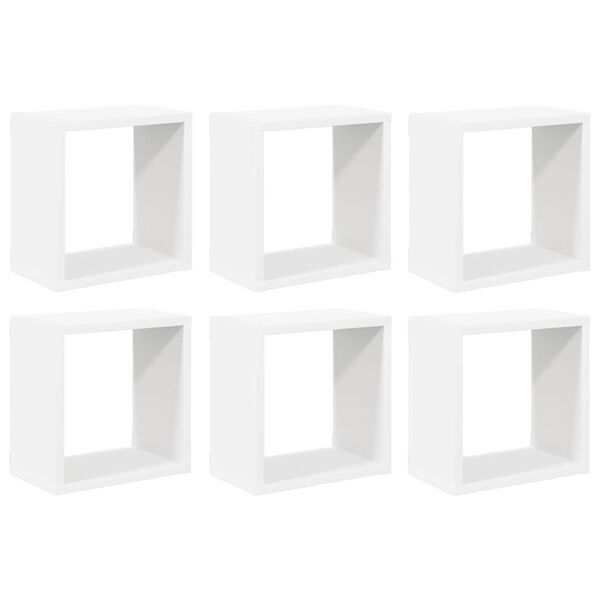 vidaXL &Eacute;tag&egrave;res cube murales 6 pcs Blanc 26x15x26 cm
