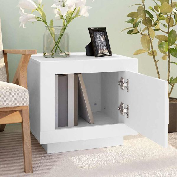 vidaXL Table basse Blanc 51x50x45 cm Bois d'ing&eacute;nierie