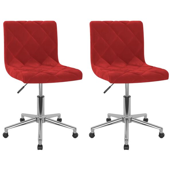 vidaXL Chaises pivotantes &agrave; manger lot de 2 Rouge bordeaux Velours