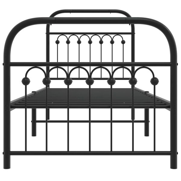 vidaXL Cadre de lit m&eacute;tal sans matelas avec pied de lit noir 80x200 cm