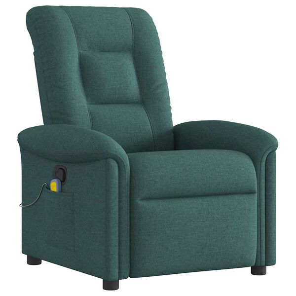 vidaXL Fauteuil de massage inclinable Vert fonc&eacute; Tissu