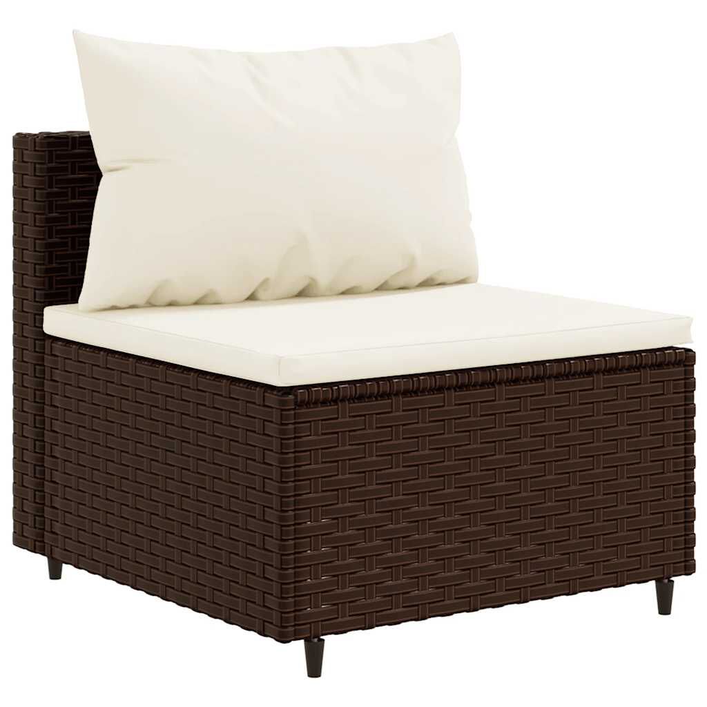 vidaXL Salon de jardin 8 pcs avec coussins marron résine tressée