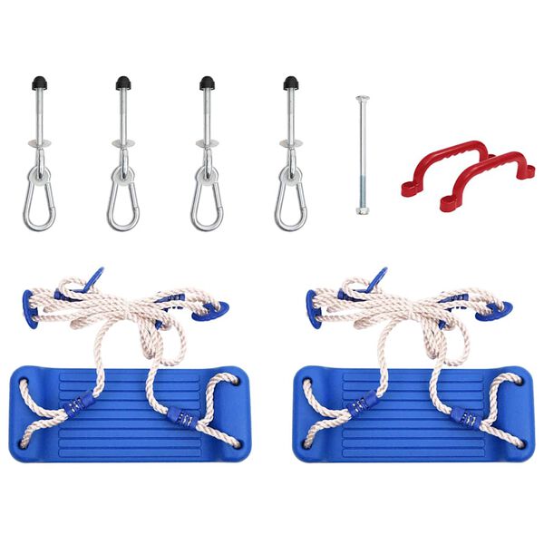 vidaXL Si&egrave;ges de balan&ccedil;oire avec cordes 2 pcs bleu 37x15 cm PE