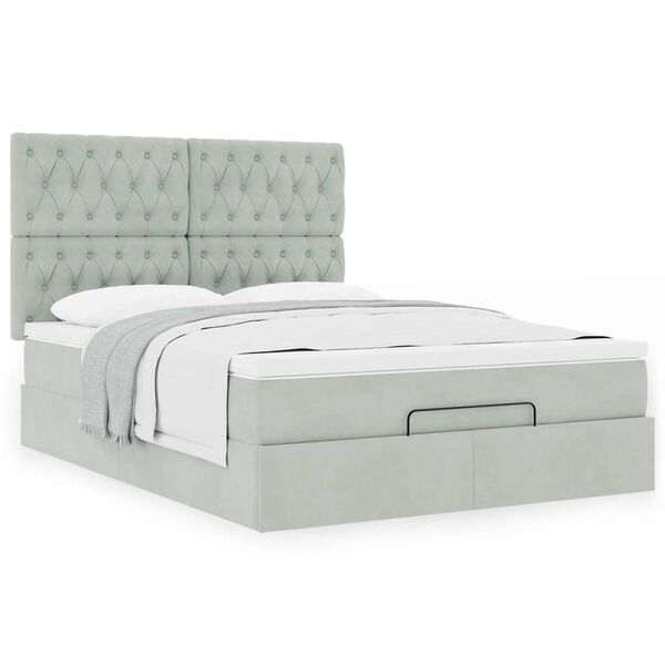 vidaXL Cadre de lit ottoman avec matelas gris clair 140x200 cm velours