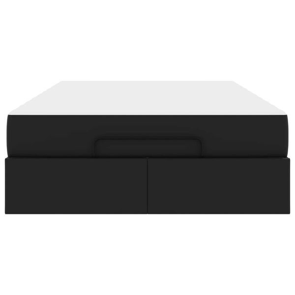 vidaXL Cadre de lit avec matelas avec matelas 2 pcs Noir PVC