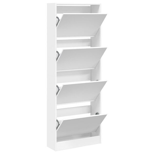 vidaXL Armoire &agrave; chaussures blanc 60x21x163,5 cm bois d'ing&eacute;nierie