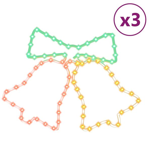 vidaXL Figurines de cloches de Noël avec 72 LED 3 pcs 50x56 cm