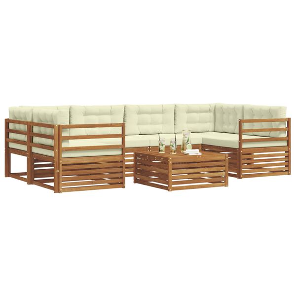 vidaXL Ensemble de canap&eacute;s d'ext&eacute;rieur 7 pcs Naturel et Cr&egrave;me