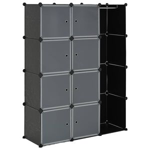 vidaXL Armoire modulaire 9 compartiments noir et blanc 109x36,5x143 cm