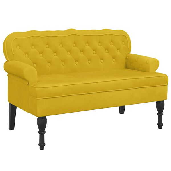 vidaXL Banc avec dossier jaune 119,5x64,5x75 cm velours