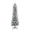 vidaXL Sapin de Noël artificiel mince avec neige floquée 210 cm PVC/PE