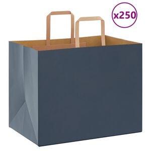 vidaXL Sacs en papier 250 pcs avec poign&eacute;es bleu 32x22x24 cm